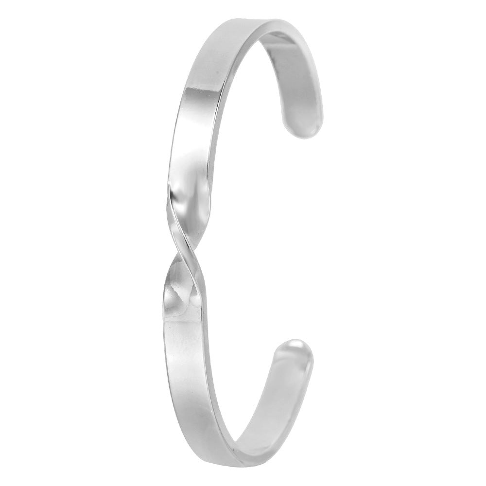 Minimalist Geometric Stainless Steel Plated Bracelet for Women with Open Cuff Design