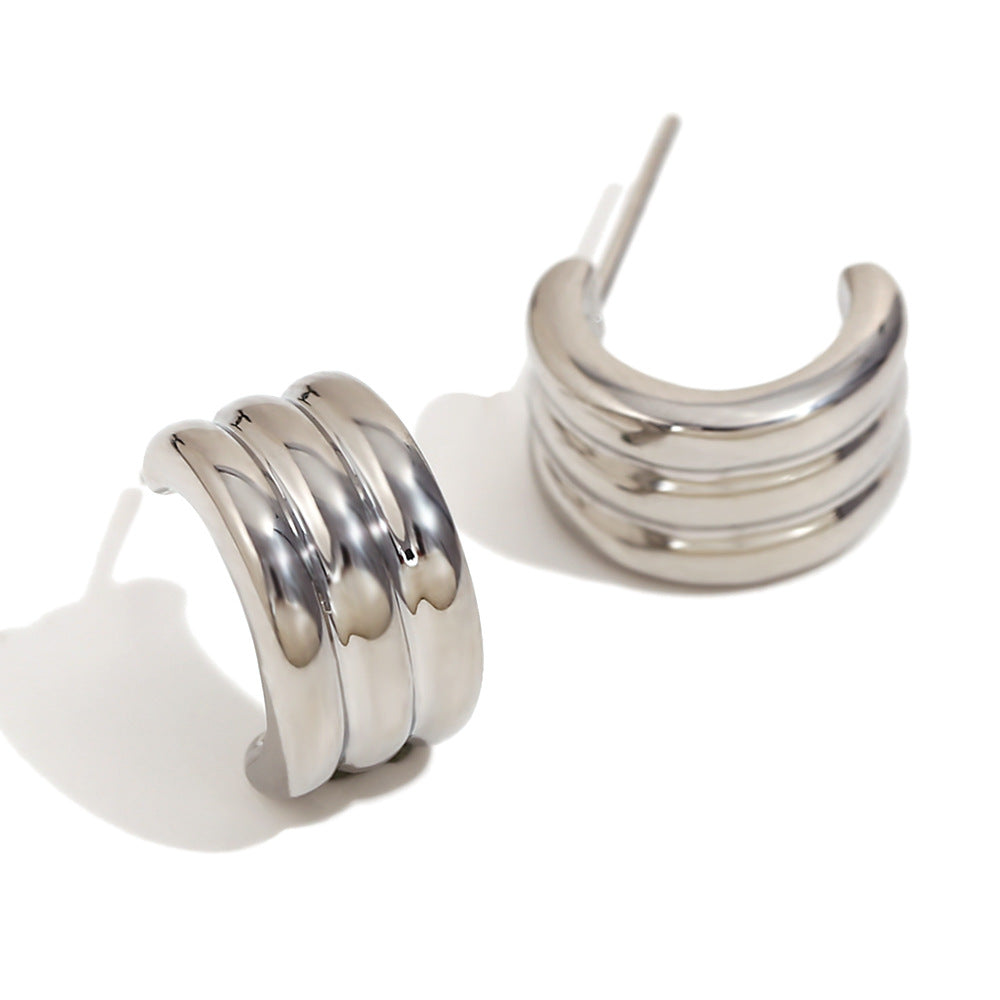 Orecchini a cerchio mini da donna in acciaio inossidabile placcato oro 18K con design geometrico minimalista e alla moda