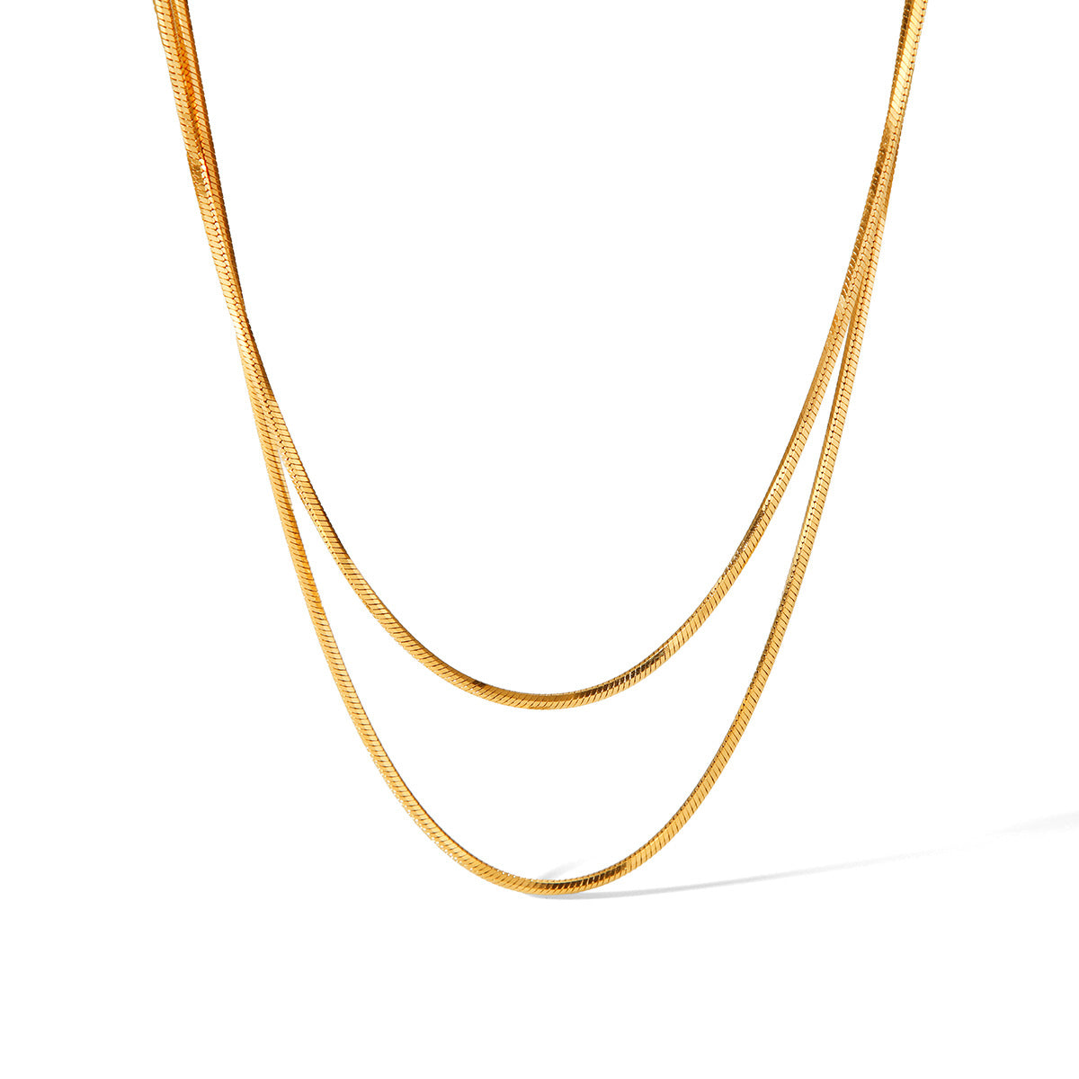 Collana da donna in acciaio inossidabile placcato oro 18 carati a doppio strato in stile Instagram con catena a serpente geometrica