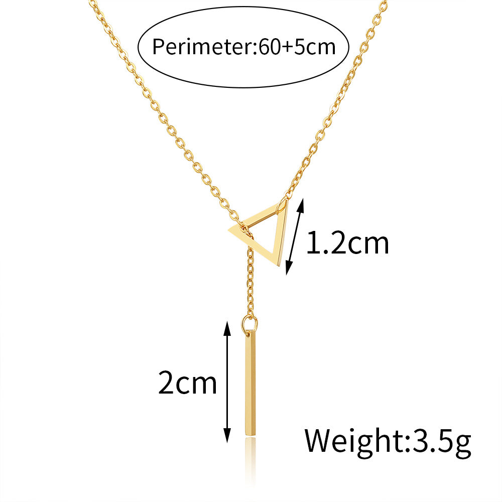 Casual Triangle Geometric Titanium Steel Plated Necklace with Alloy Pendant Cable Chain Unisex