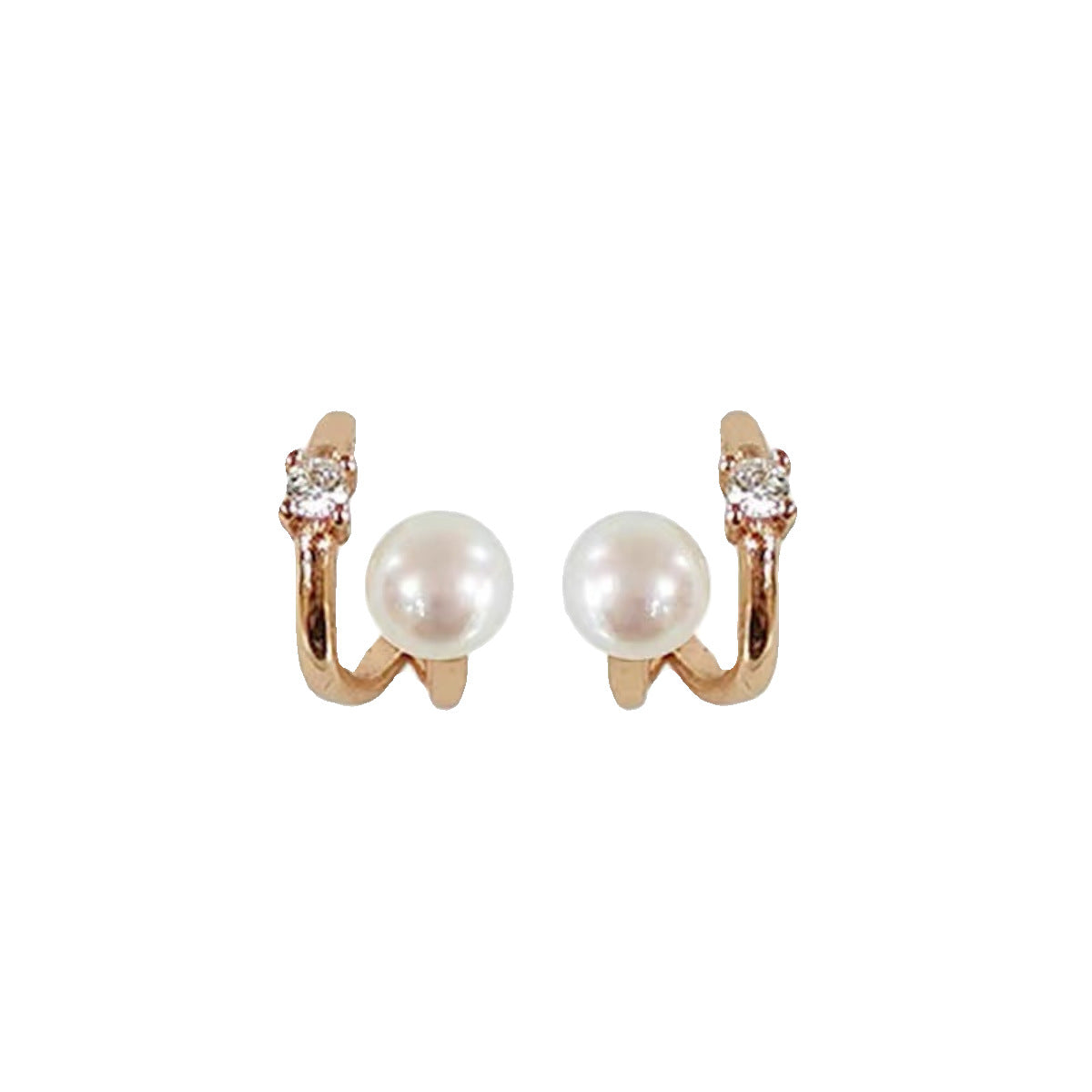 Aretes de perlas dobles estilo francés elegante con detalles de circonita, diseño geométrico, postes de acero electrochapados, moda de oficina para mujer