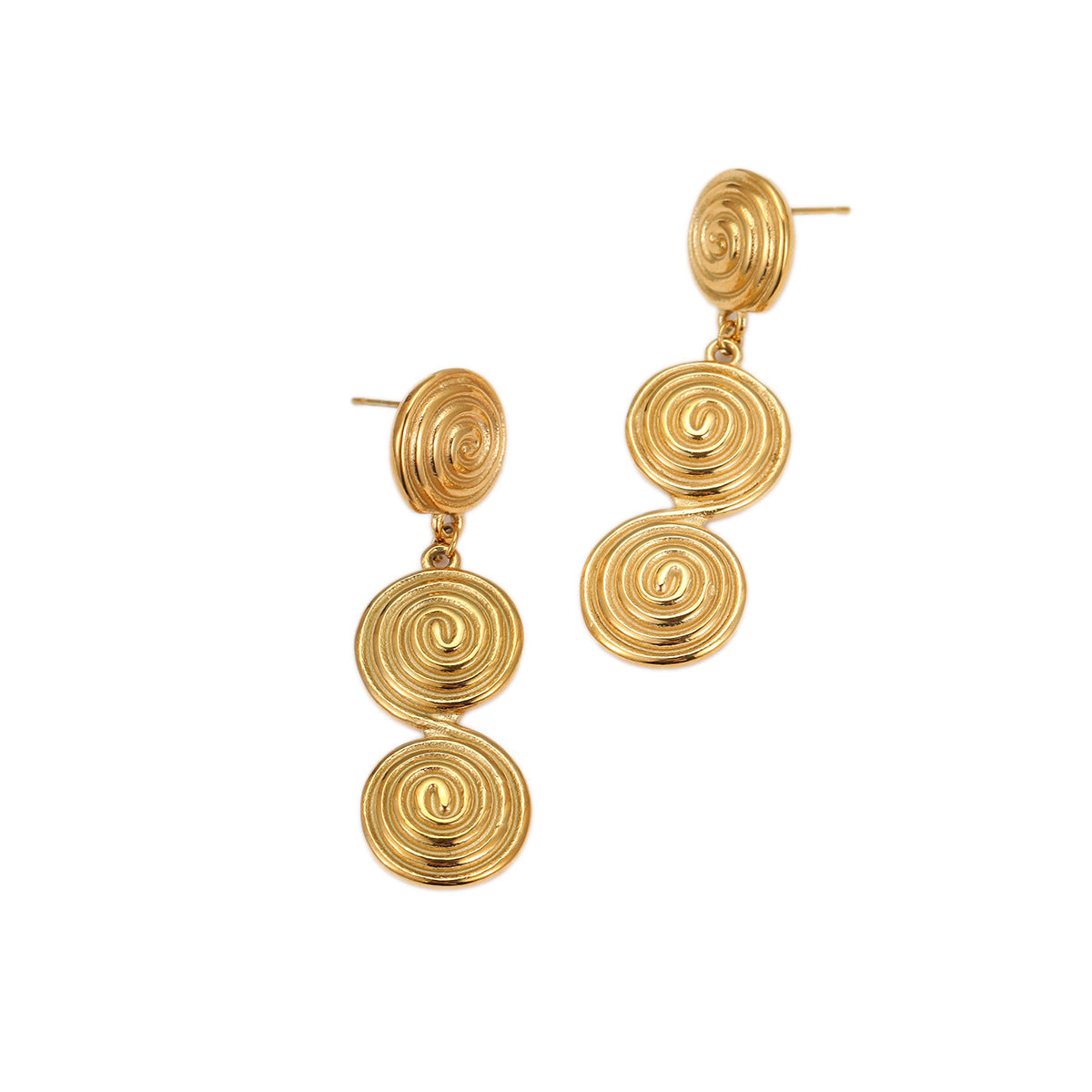 Aretes de aro circulares geométricos de acero inoxidable con acabado chapado para mujer