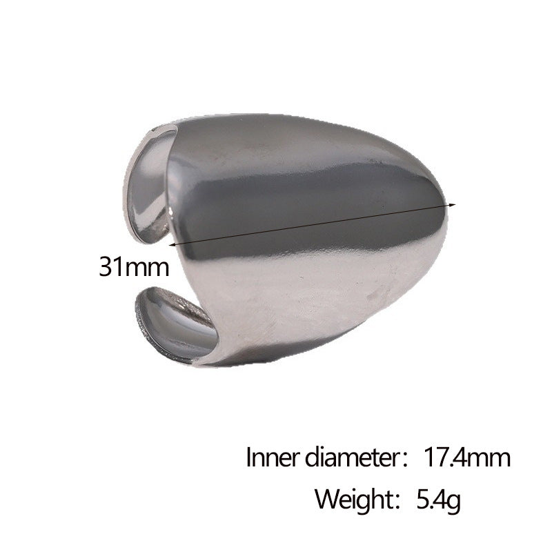 Anello Minimalista Geometrico in Acciaio Inossidabile con Placcatura in Oro 18K Fascia Aperta Regolabile da Donna