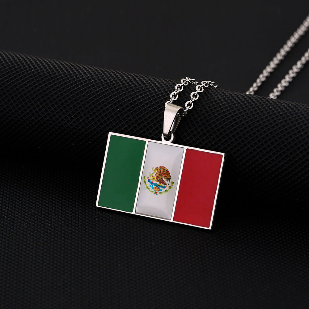 Collar con Colgante Cuadrado Geométrico Minimalista de Acero Inoxidable con Acabado Esmaltado para Moda Unisex