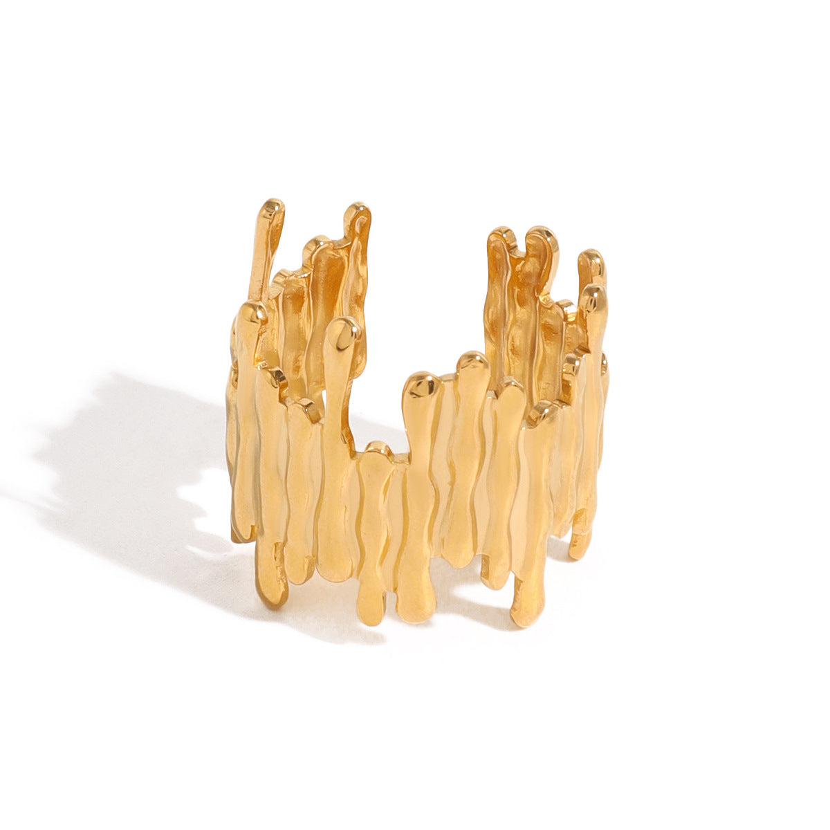 Anello aperto minimalista geometrico in acciaio inossidabile con finitura placcata, per gioielli unisex