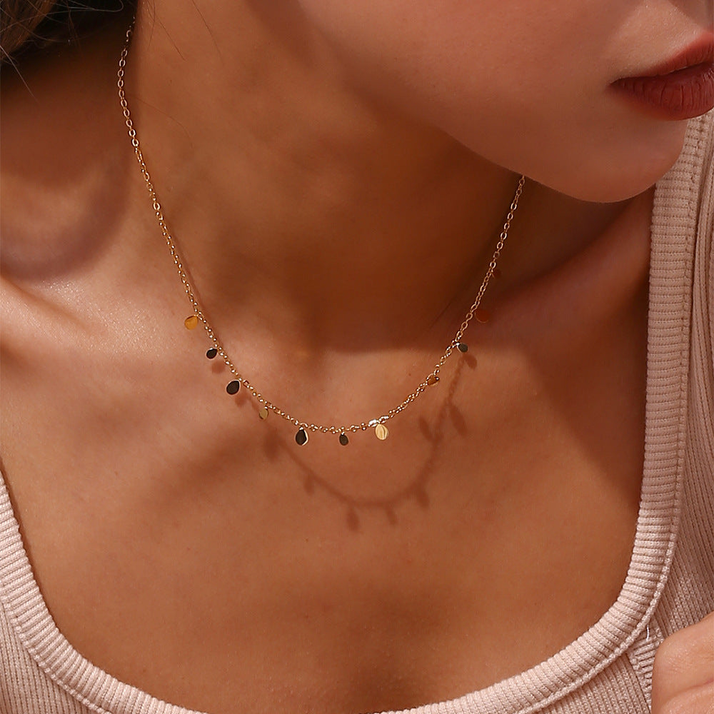 Collar de Acero Inoxidable con Forma de Gota, Chapado en Oro de 18K, Minimalista y a la Moda para Mujer