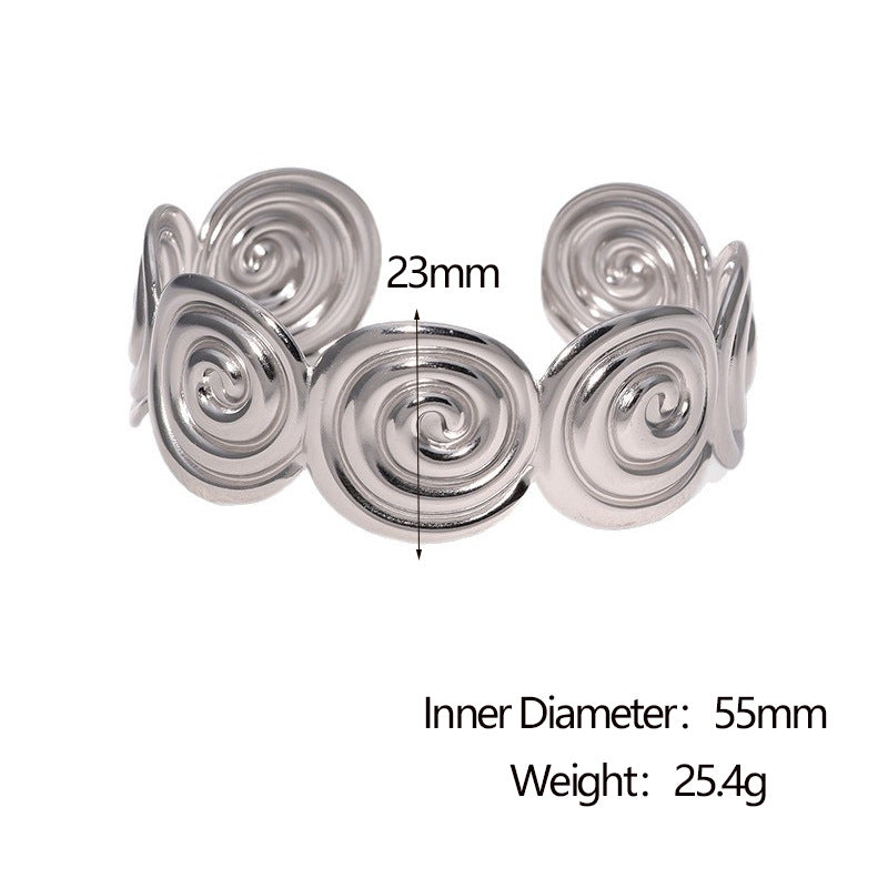 Bracciale rigido aperto minimalista geometrico in acciaio inossidabile con placcatura in oro 18 carati da donna, gioielli ipoallergenici in titanio e acciaio
