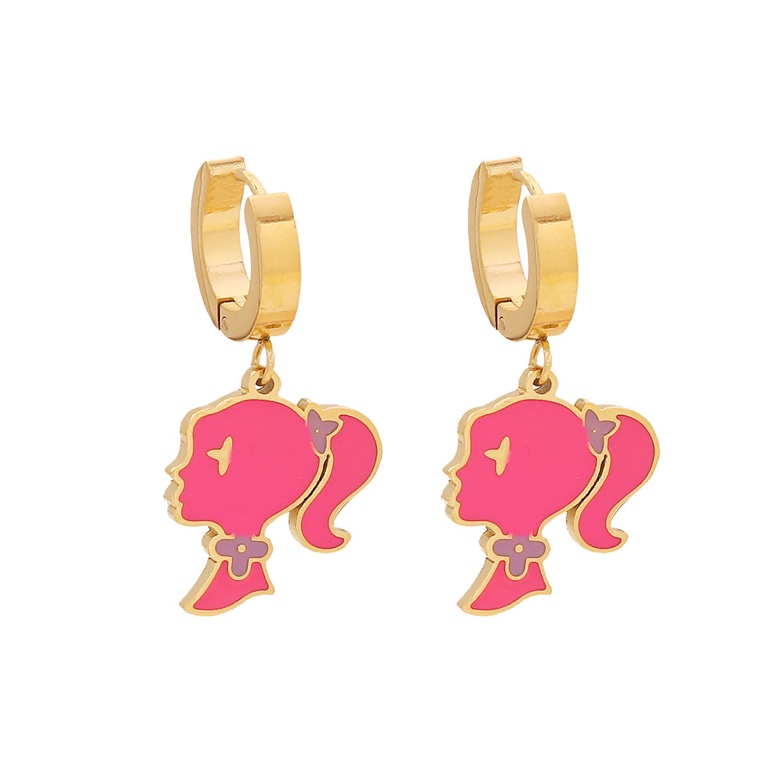 Fashionable Cartoon Character Pendant Necklace in Stainless Steel with Plated Finish for Women