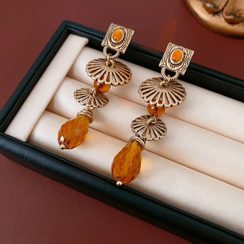 Vintage Rhombus and Teardrop Geometric Earrings in Alloy with Electroplated Finish for Women