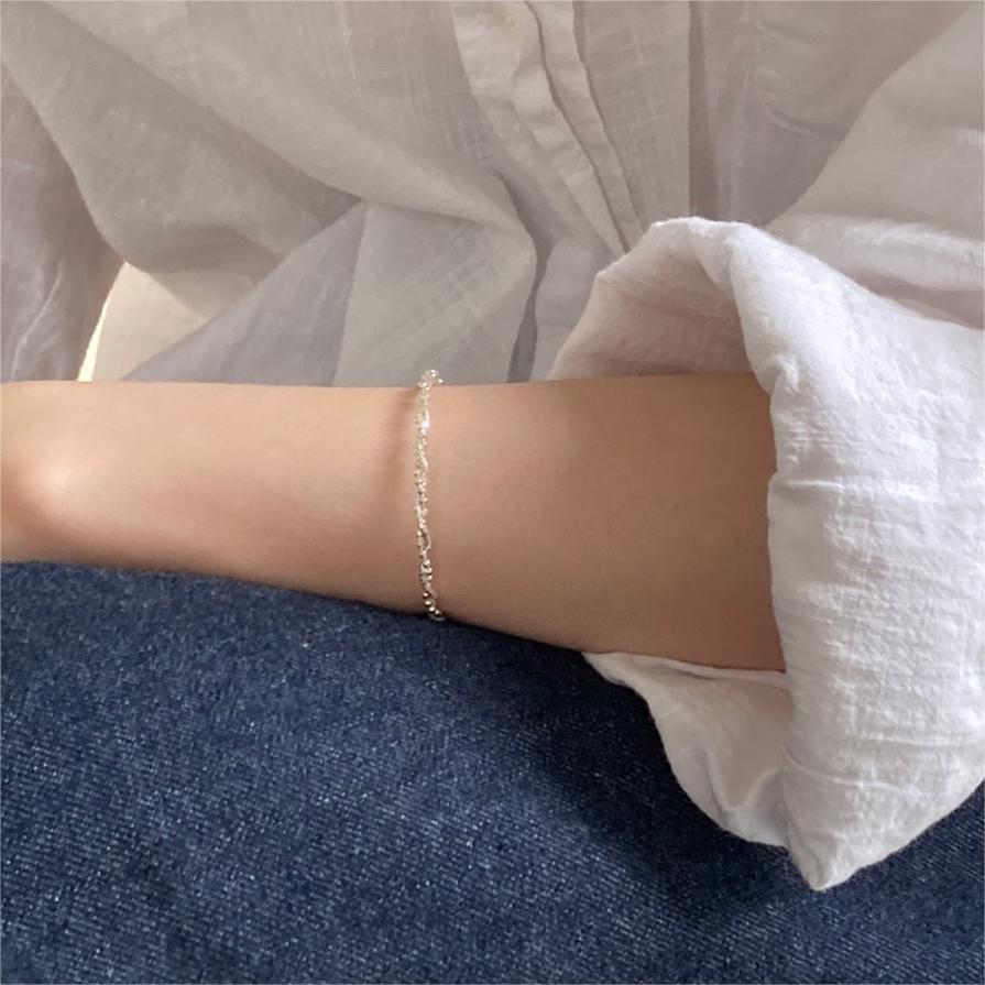 Pulsera minimalista de cuentas redondas facetadas geométricas en plata de ley 925, joyería fina hecha a mano