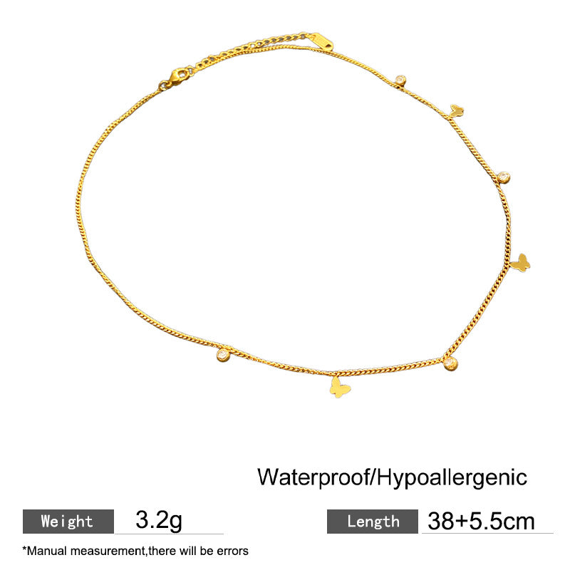 Elegant Butterfly Geometric Titanium Steel Plated Necklace for Women