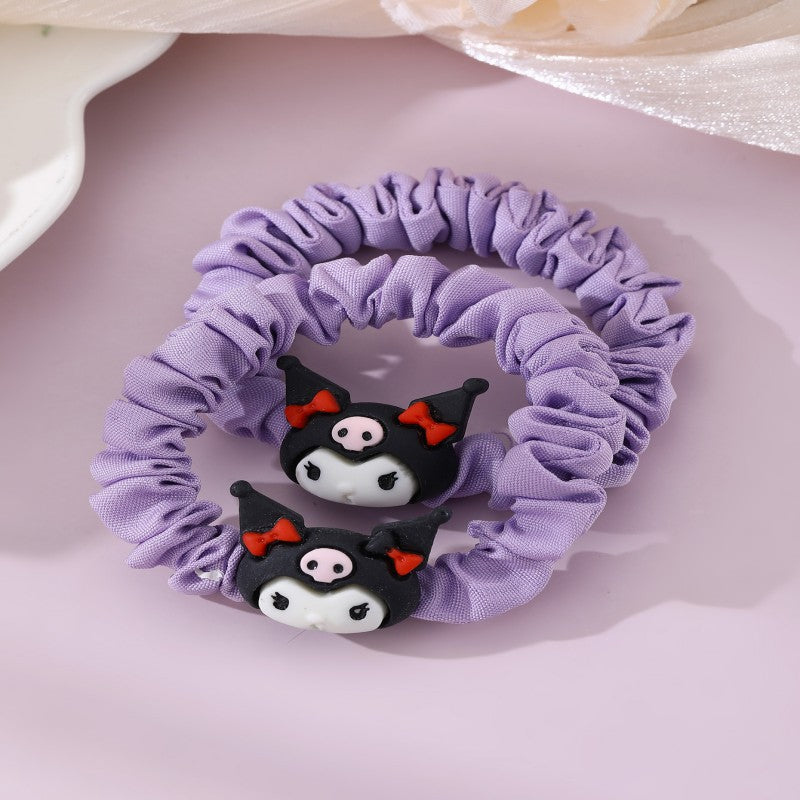 Cartoon Character Hair Tie for Kids with Knitted Fabric Construction in Pastel Macaron Color Palette, Princess-Themed Elastic Headband for Girls Aged 3 to 10 Years