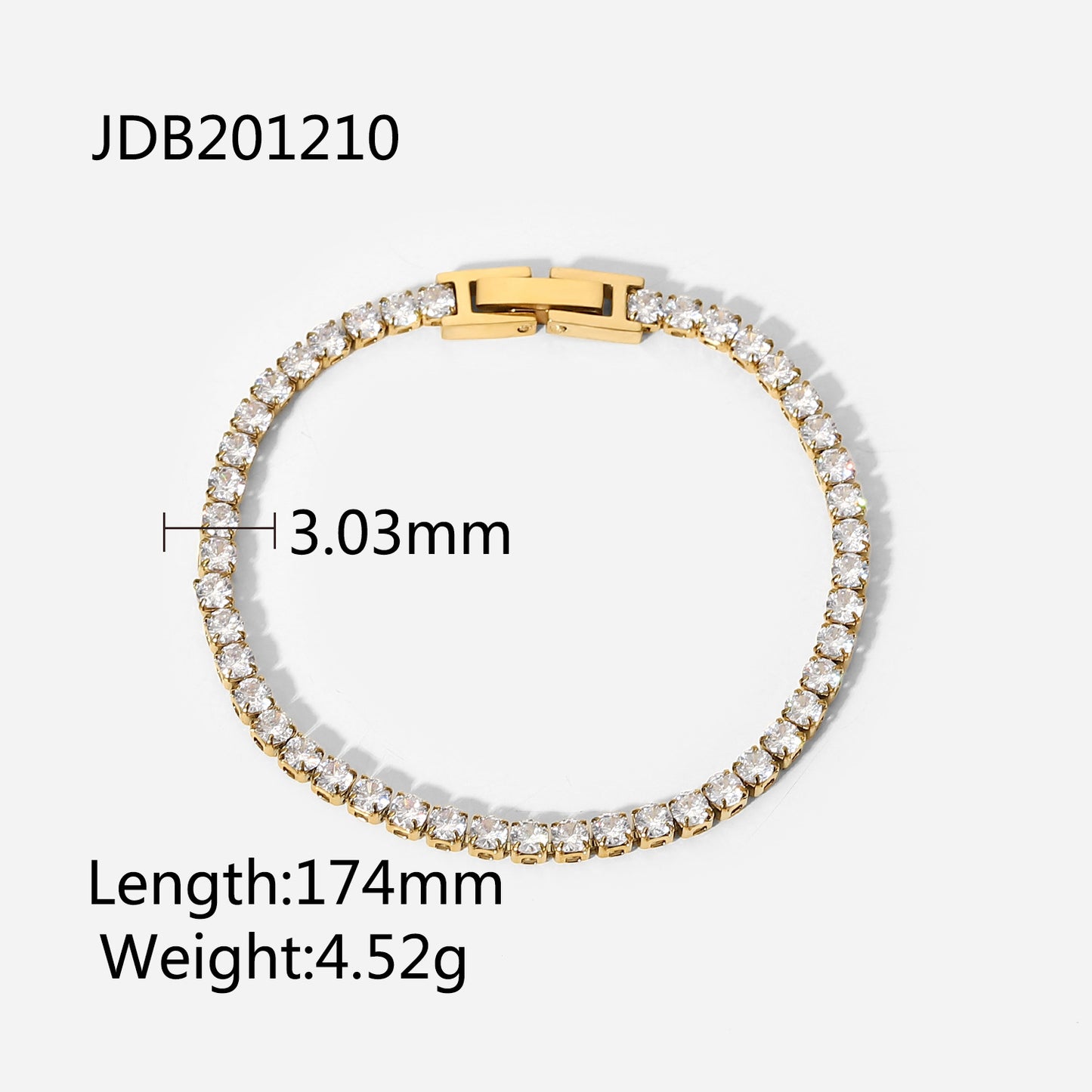 18K Gold Plated Stainless Steel Round Geometric Cubic Zirconia Bracelet