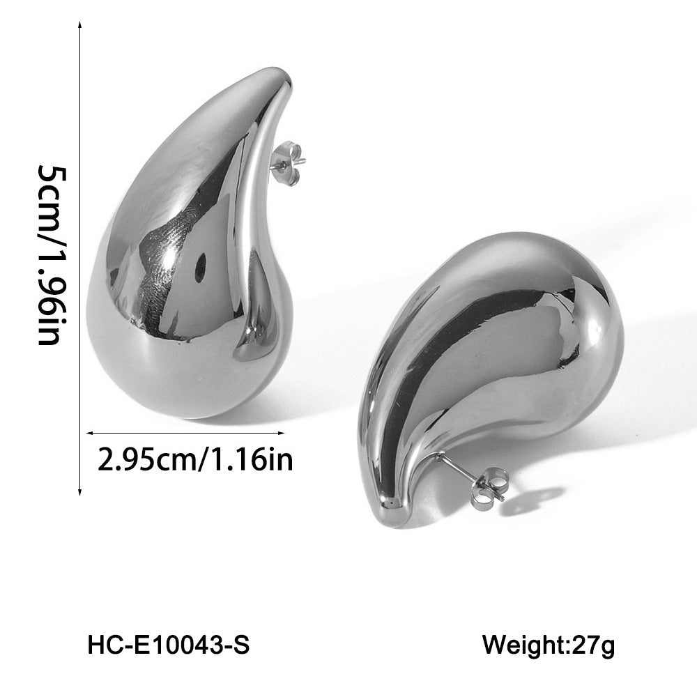 Geometric Waterdrop Earrings for Women Stainless Steel Hollow Dangle Earrings with Plated Finish