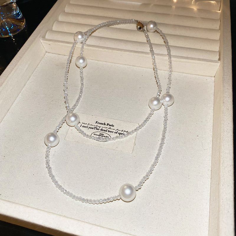 Collana Sweet Dopamine con perle barocche in lega di zinco con finitura placcata e ciondolo geometrico, delicata catena a clavicola da donna