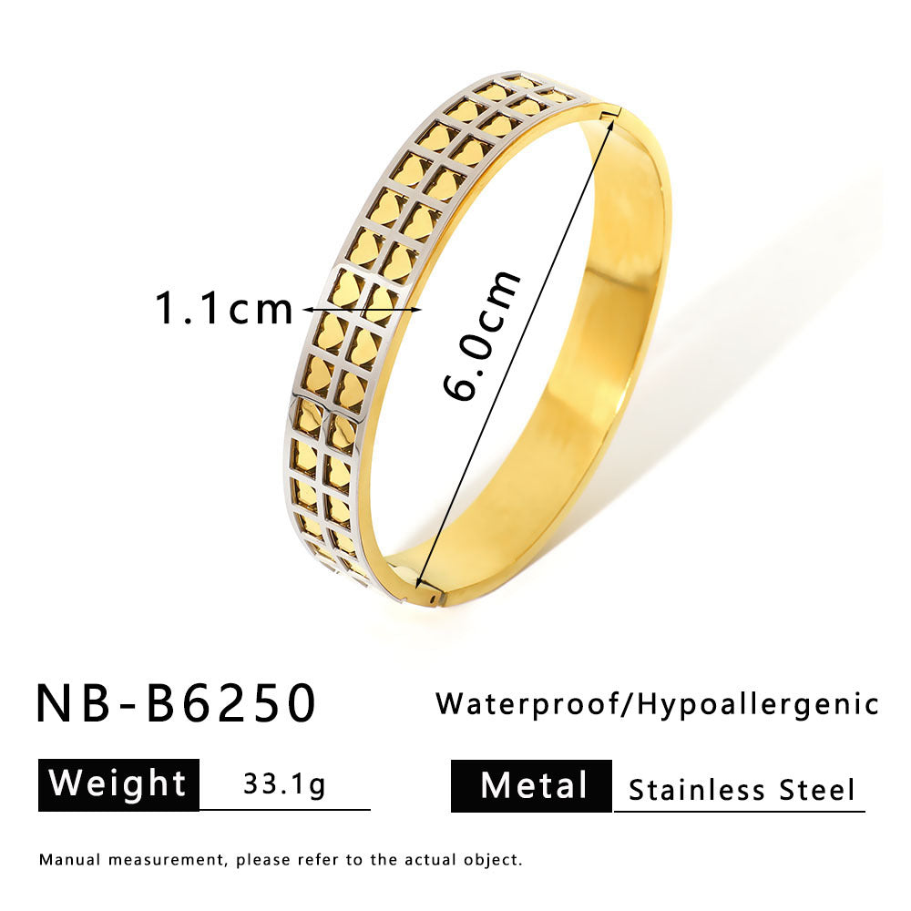 Ins Style Floral Wave Star Heart Stainless Steel Bracelet for Women with 18K Vacuum Plating