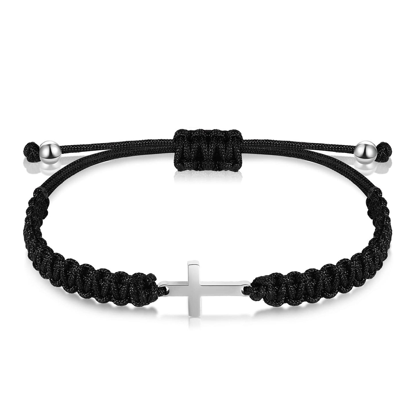 Handmade Braided Stainless Steel Cross Bracelet Unisex Friendship Jewelry Set