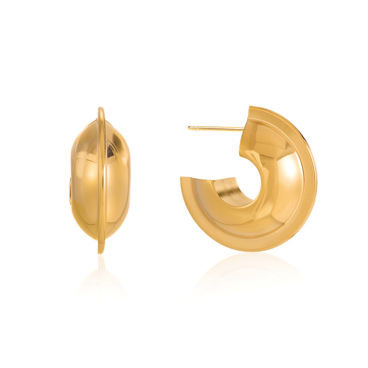 Minimalist Geometric C-Shaped Stainless Steel Earrings for Women