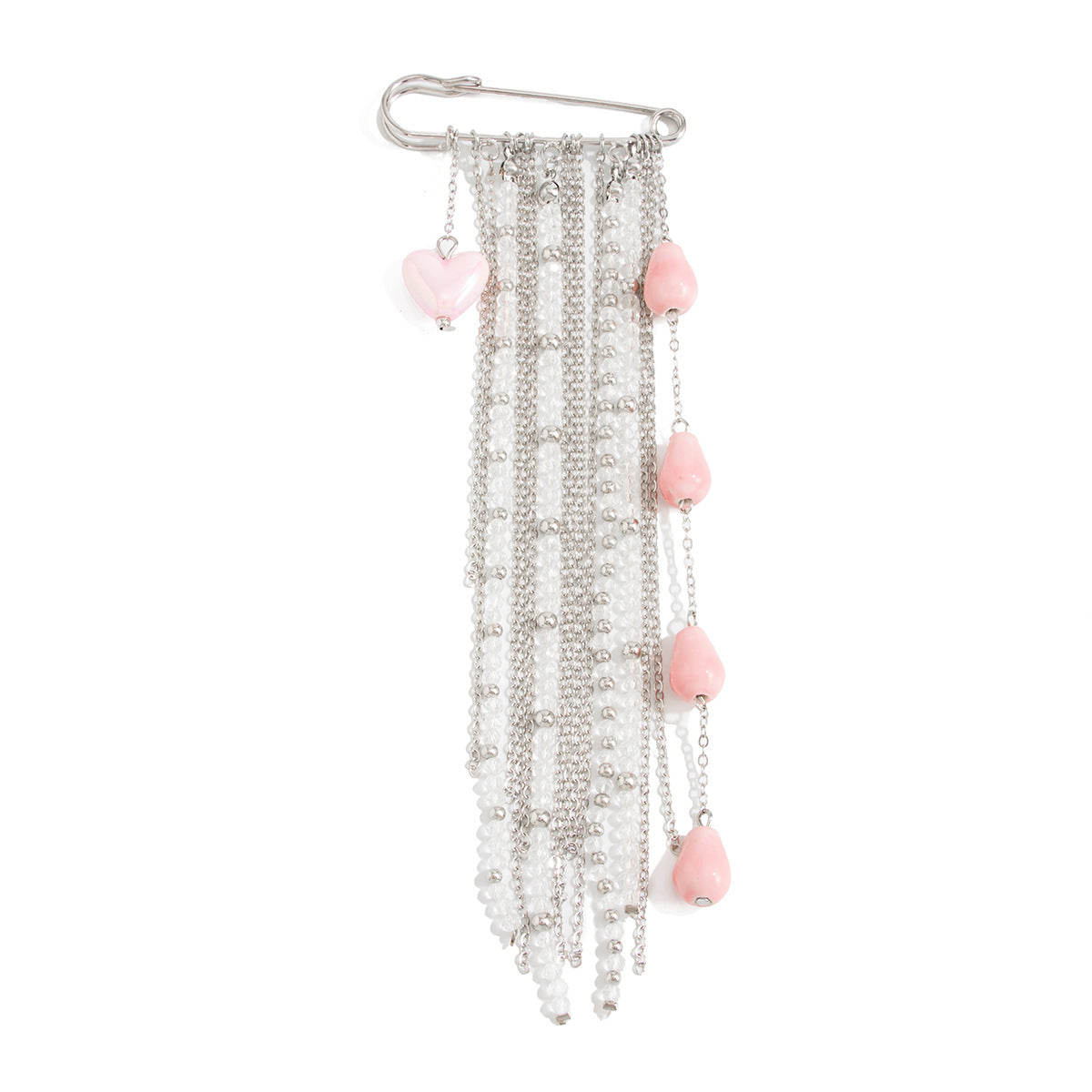 Sweet Geometric Heart Ceramic Crystal Plated Iron Brooch Pin for Women