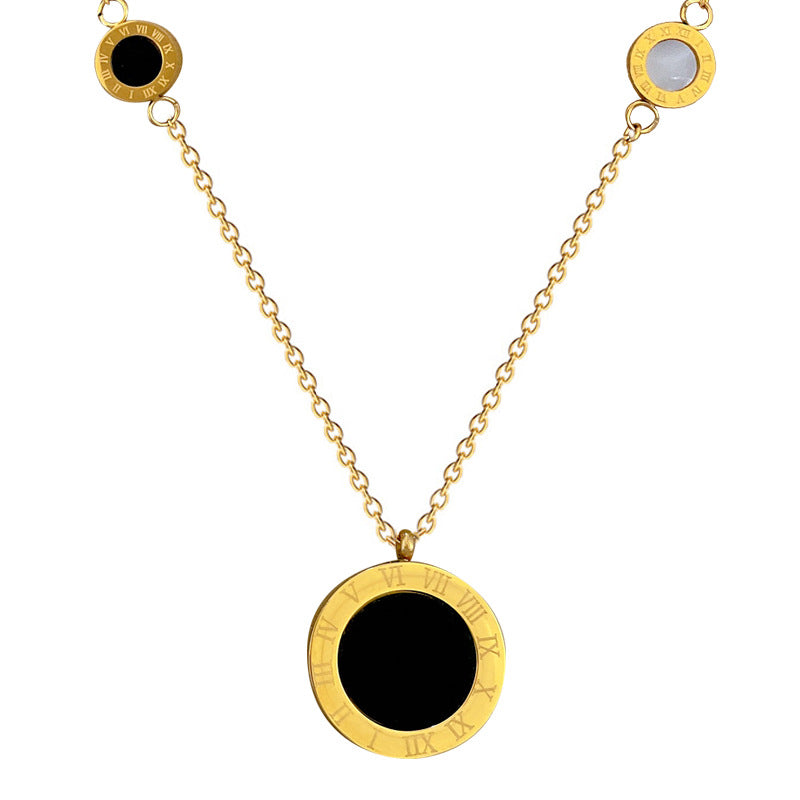 Minimalist Geometric Titanium Steel Pendant Necklace with Gold Plating for Women and Men