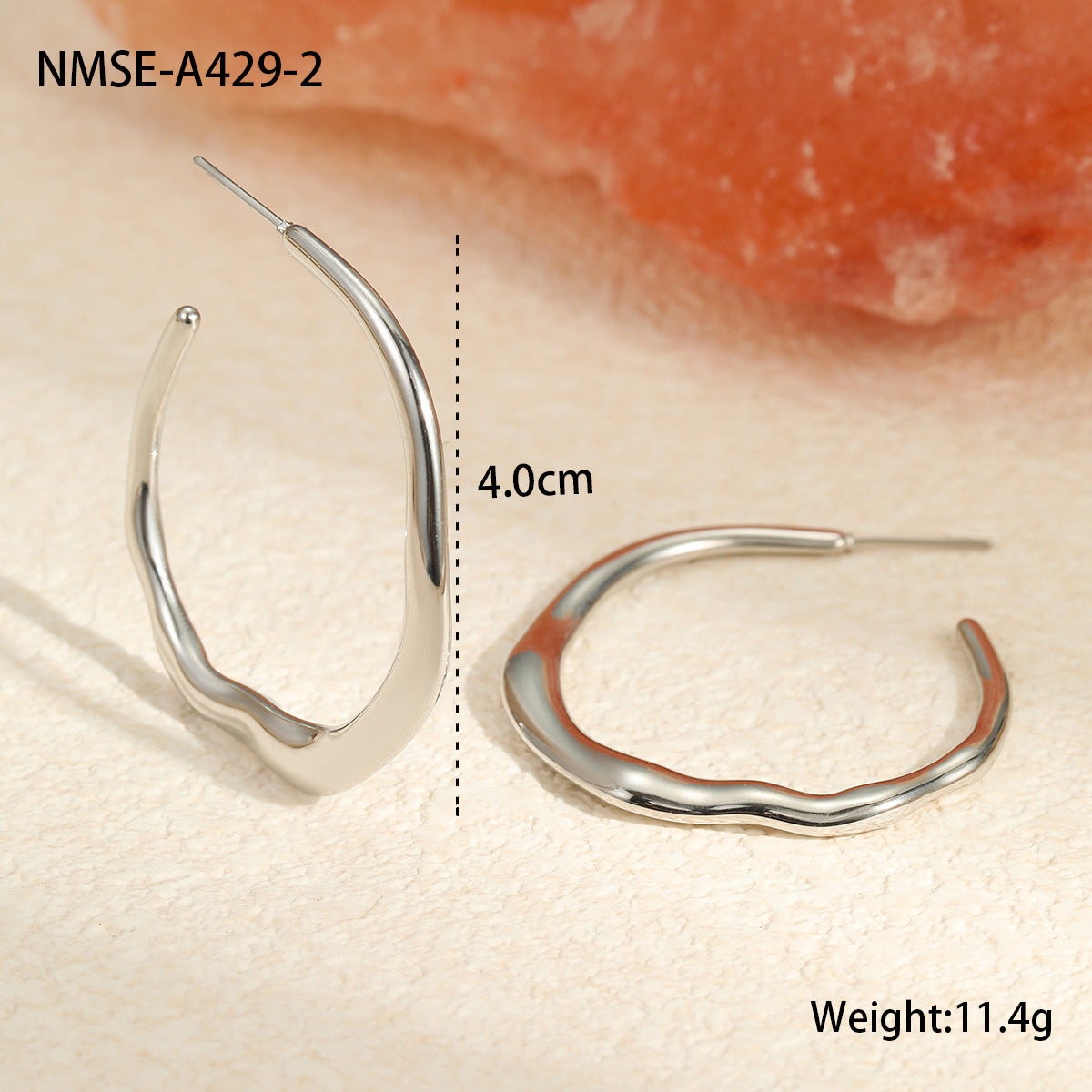 Orecchini a cerchio a C minimalisti geometrici in acciaio inossidabile con placcatura in oro 18 carati da donna