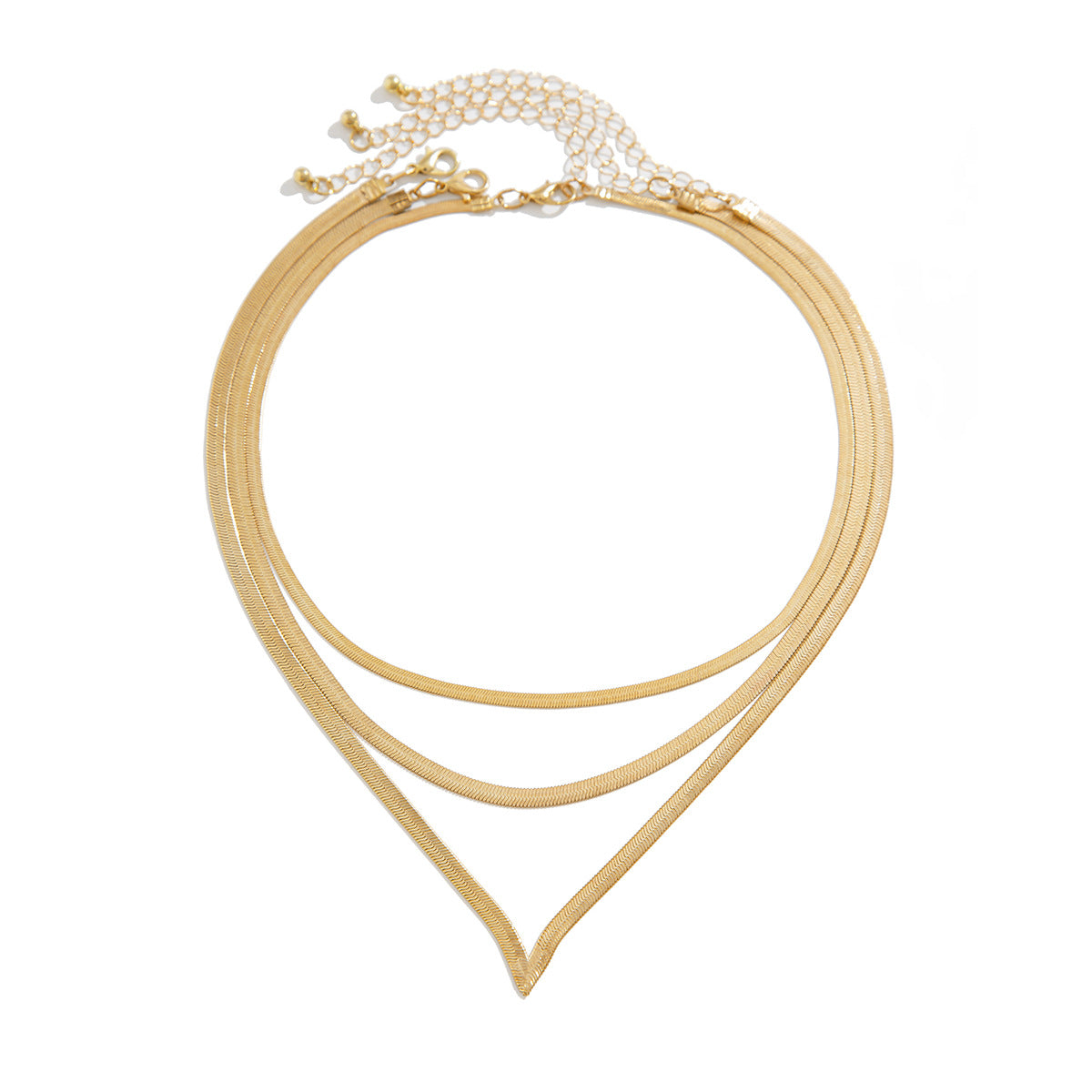 Punk Geometric Plated Brass Snake Chain Multi-layer Necklace for Women