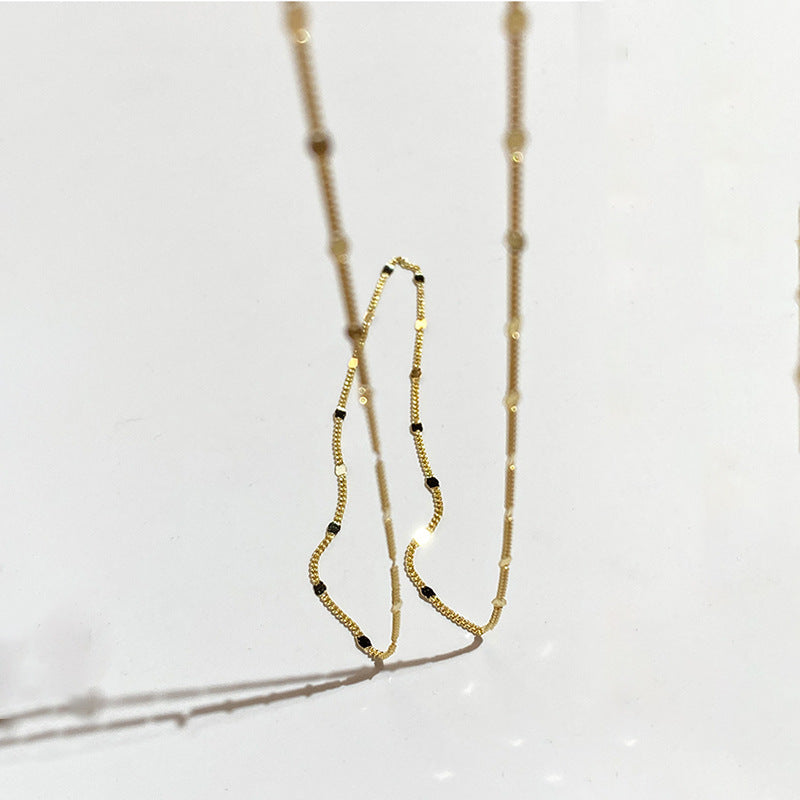 Minimalist Geometric Titanium Steel Pendant Necklace with Plated Finish for Women, Delicate Clavicle Chain for Layering
