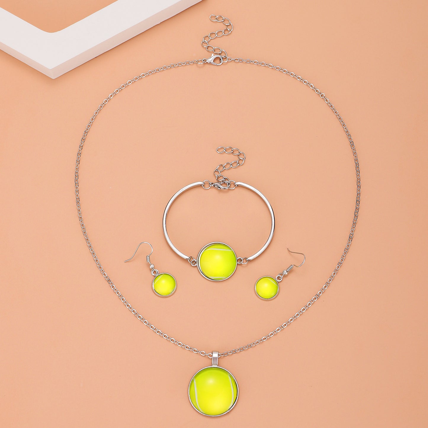 Set di gioielli da donna sportivo elegante rotondo geometrico in lega placcata