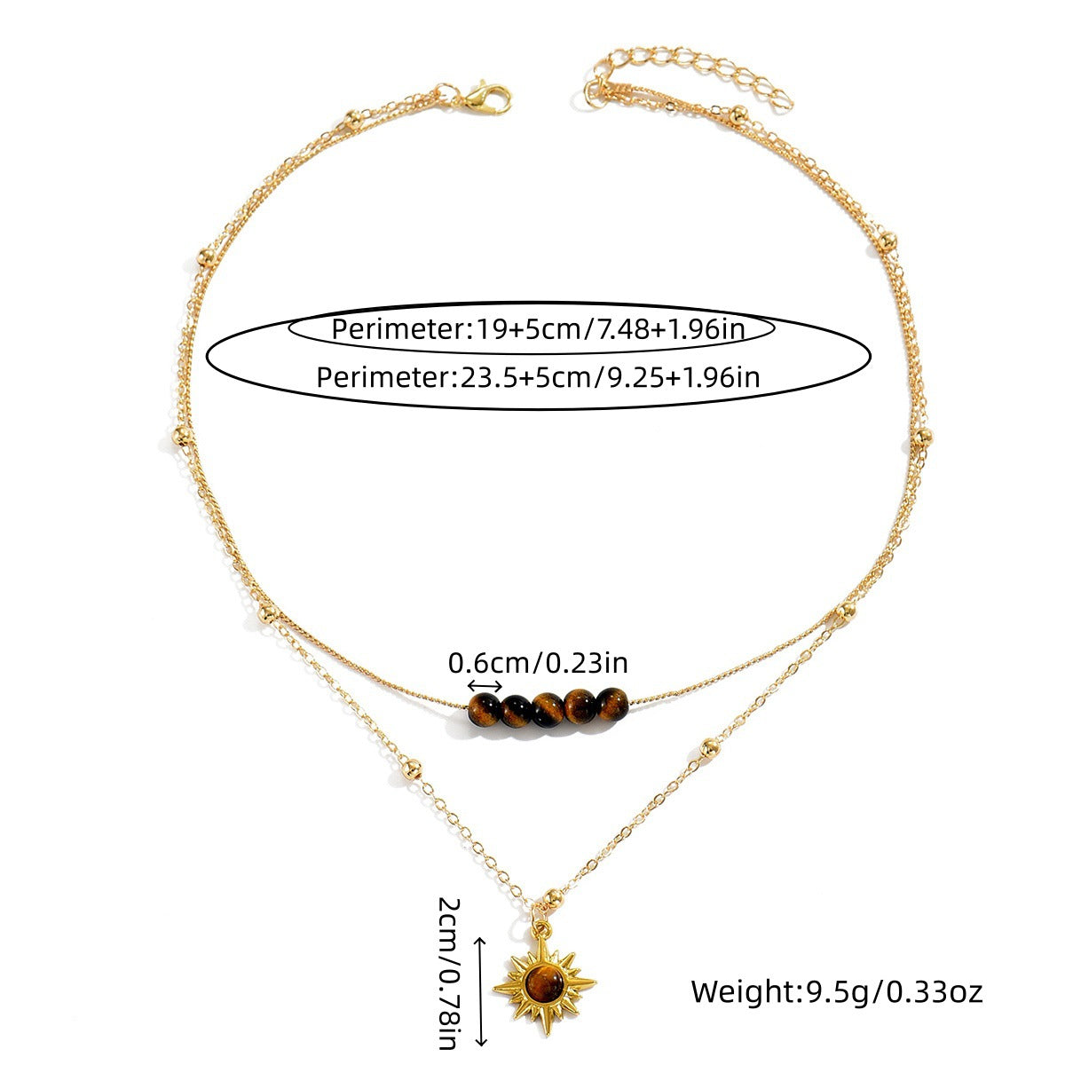 Geometric Floral Tiger Eye Zinc Alloy Handmade Necklace for Women