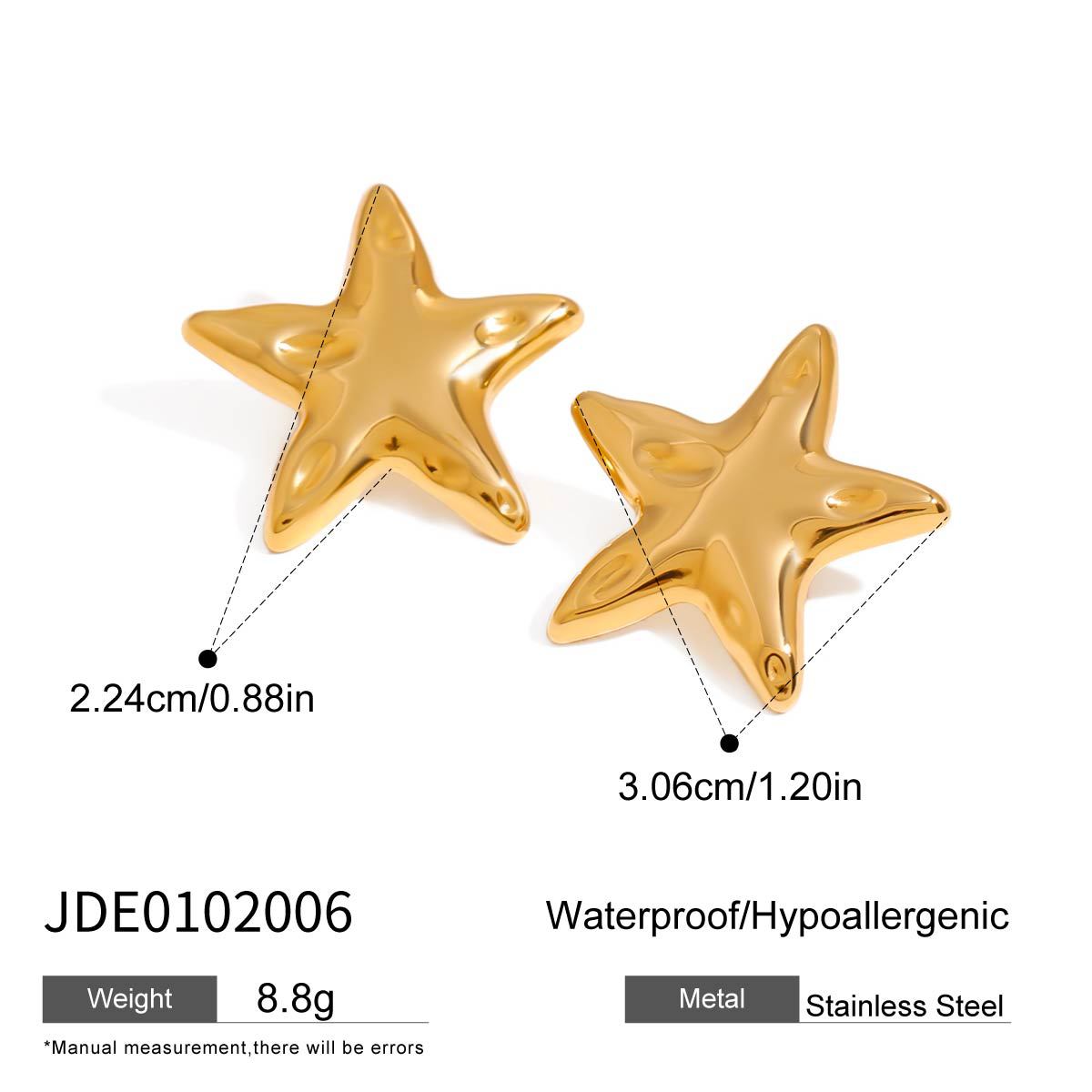 Minimalist Elegant Star Stainless Steel Titanium Steel Plated Necklace Earring Ring Set for Women