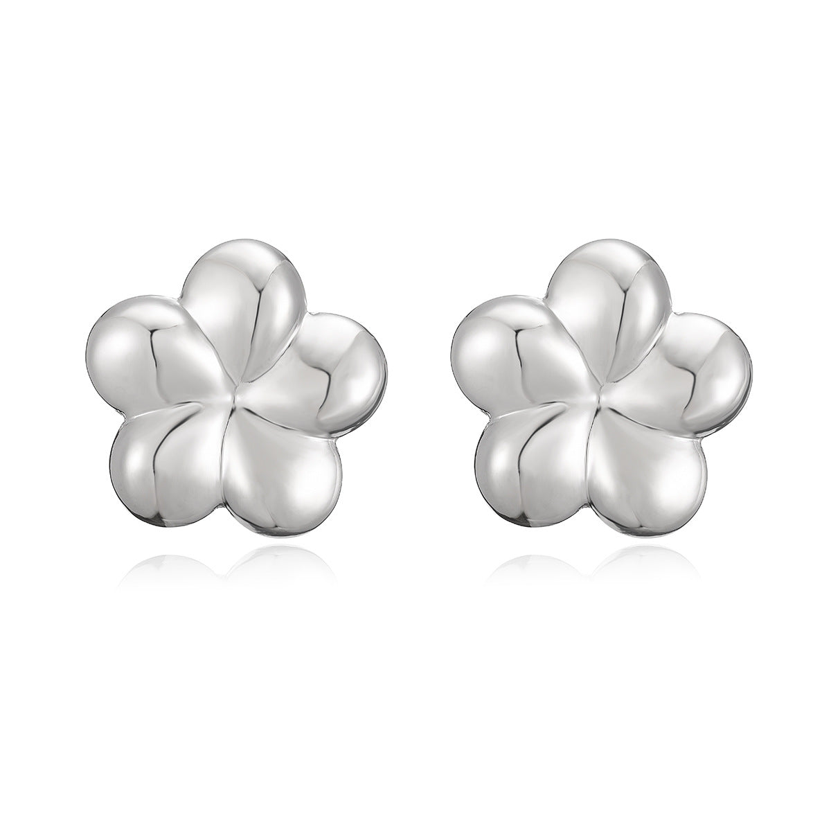 Luxury 18K Gold Plated Brass Geometric Floral Stud Earrings for Women