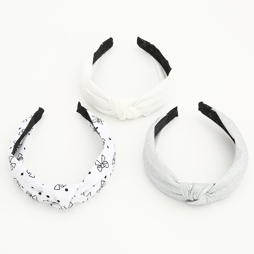 Set di Cerchietti per Bambini Minimalisti con Fiocco e Glitter per Bambine, Accessori per Capelli a Fascia Larga e Corona Alta