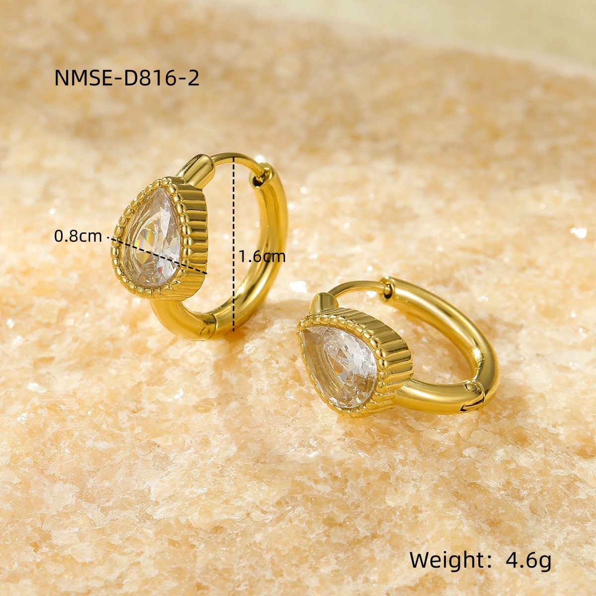 Pendientes de acero inoxidable con forma de lágrima de estilo vintage para mujer, con incrustaciones de diamantes de imitación, hipoalergénicos y resistentes a la decoloración
