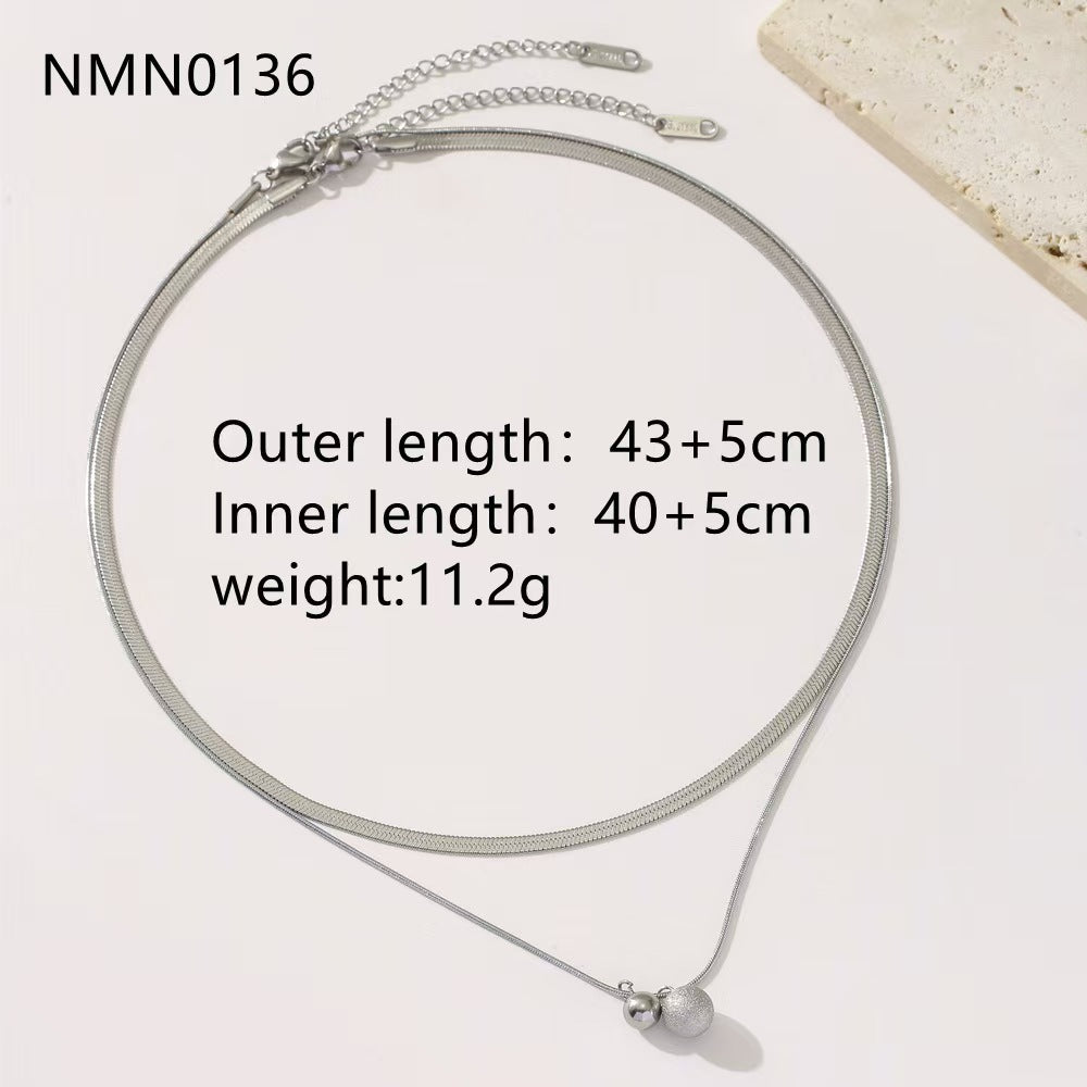 Collana con pendente rotondo geometrico minimalista in acciaio inossidabile placcato oro 18 carati da donna