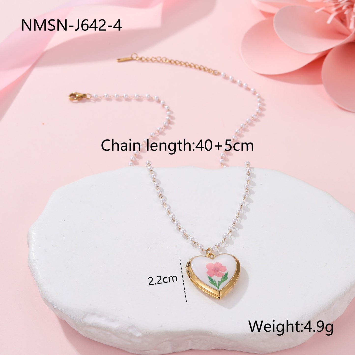 Elegante collar de acero inoxidable con colgantes de esmalte de corazón, florales y mariposas para mujer