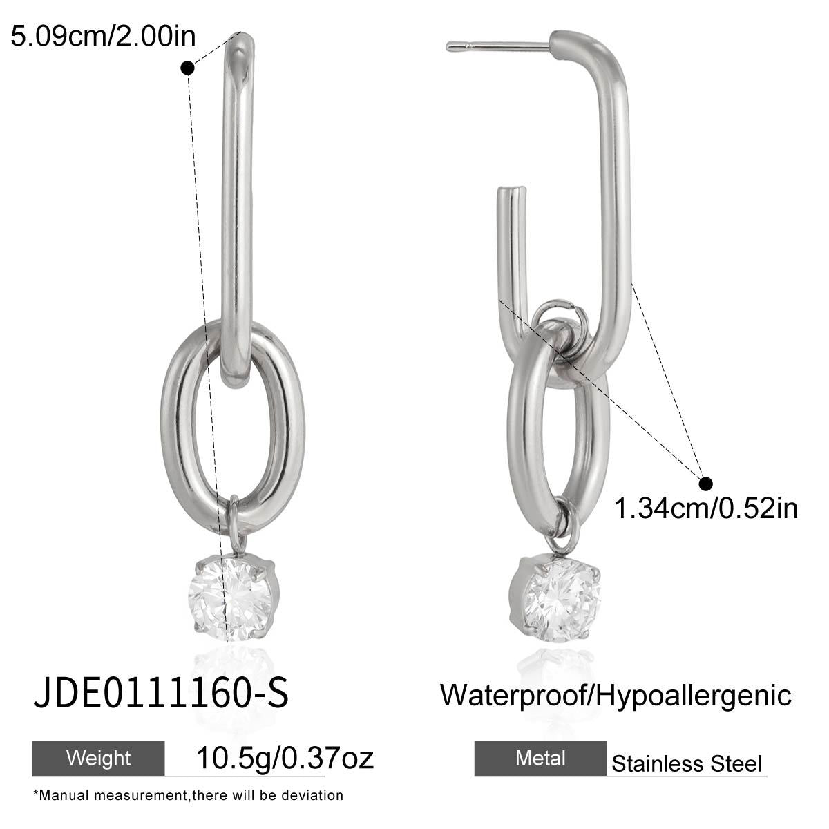 Minimalist Elegant Geometric Stainless Steel Plated Cubic Zirconia Earrings for Women