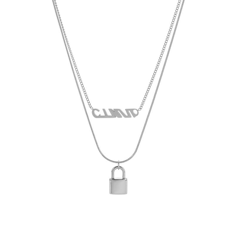 Minimalist Geometric Titanium Steel Snake Chain Necklace for Women with Vacuum Plating Finish Short Clavicle Layering Pendant