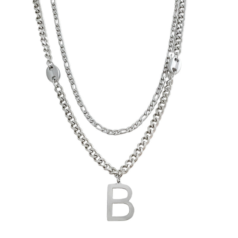 Hip-hop Titanium Steel Letter B Plated Necklace for Unisex