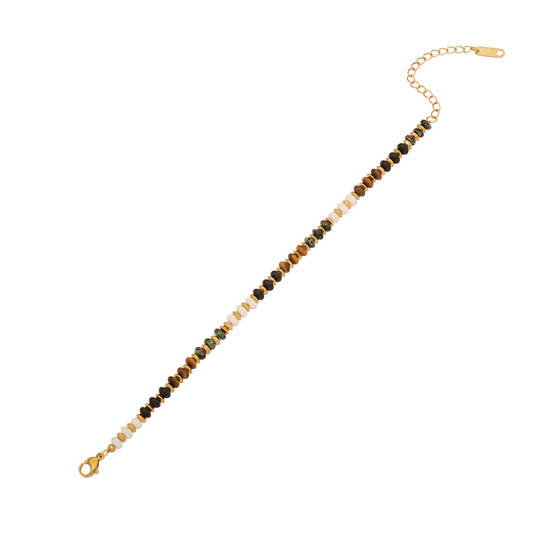 Bracciale da donna con perline occhio di tigre, design originale a cuore e forme geometriche con finitura artigianale