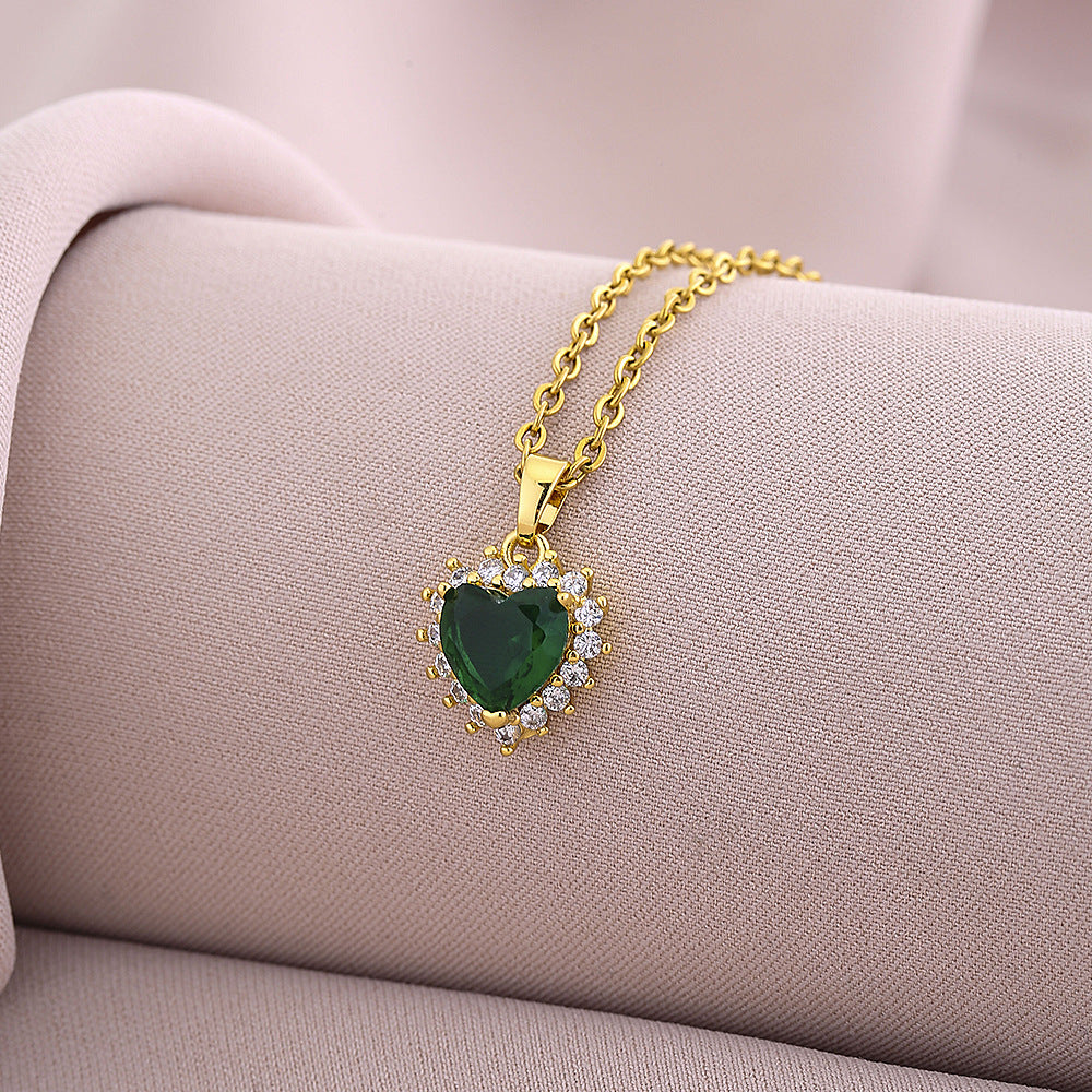 Elegante Collar con Colgante Geométrico Esmeralda para Mujer en Cobre con Acabado Chapado, Cadena Gargantilla Minimalista Estilo Guardapelo
