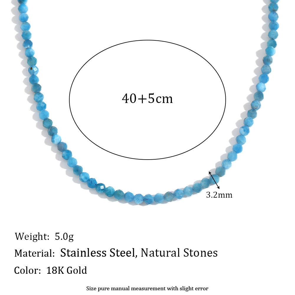 Collana alla caviglia da donna placcata oro 18 carati in acciaio inossidabile geometrico vintage con ciondoli in larimar e apatite