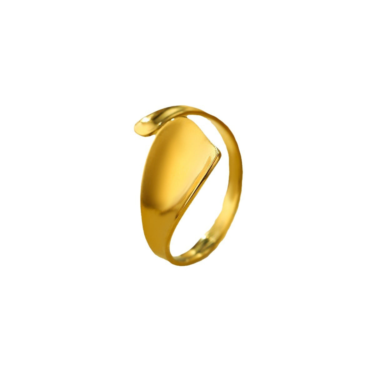 Anillo Abierto Minimalista Geométrico de Acero de Titanio para Mujer con Acabado Chapado y Diseño Asimétrico