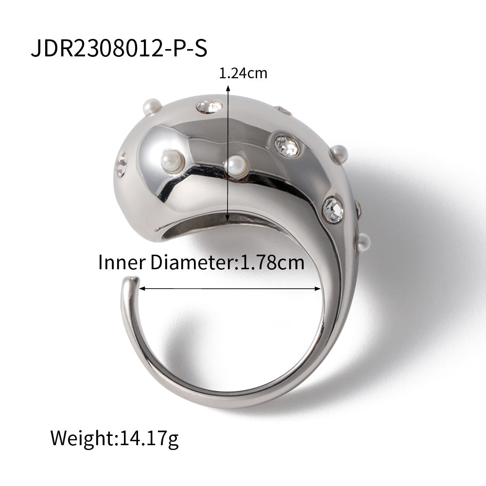 Anillo Abierto Geométrico de Moda Bañado en Oro de 18K Acero Inoxidable Joyería de Moda para Mujer