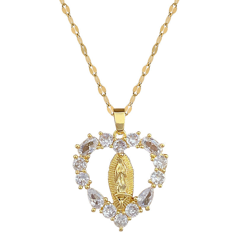 Collar minimalista de acero titanio con forma de corazón e incrustaciones de diamantes de imitación para mujer y hombre, delicada cadena para clavícula