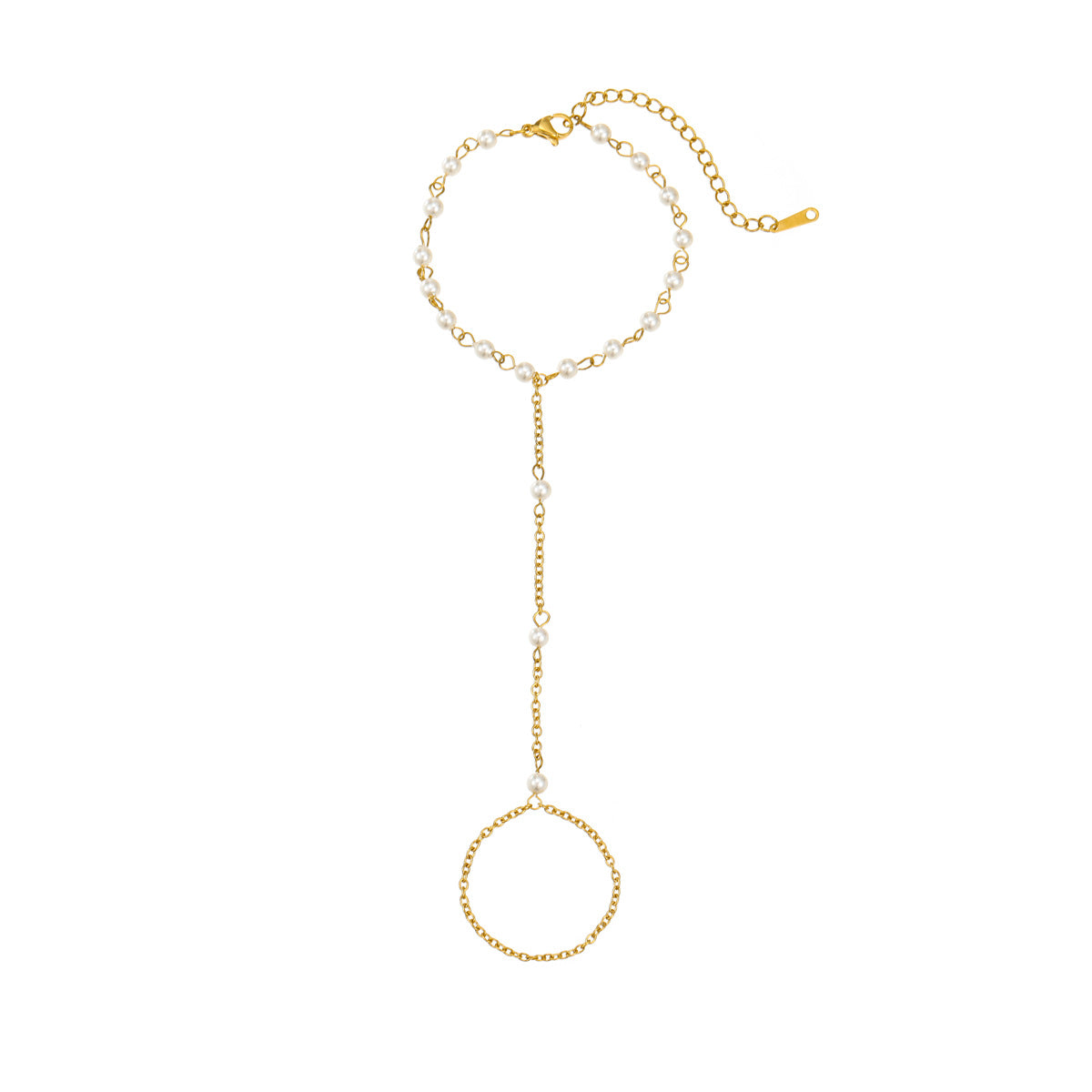 Light Luxury 18K Gold Plated Stainless Steel Chain Bracelet with Pearl for Women