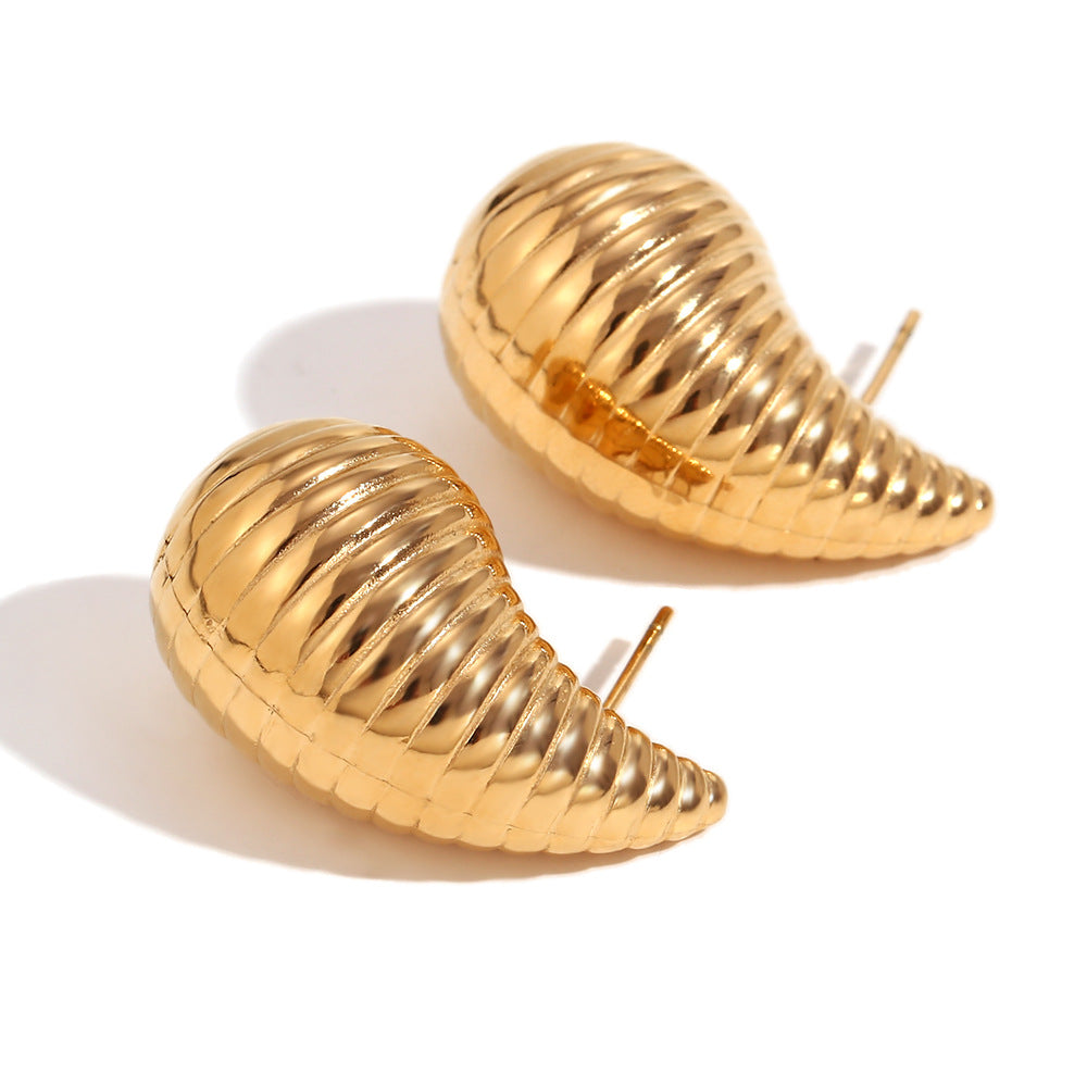 Orecchini a perno da donna a goccia vuota placcati in oro 18 carati in acciaio inossidabile geometrico minimalista