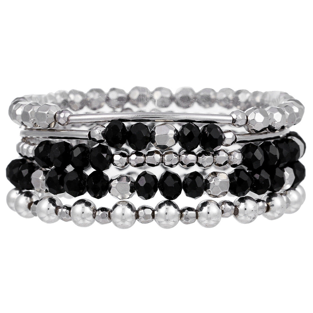 Set di braccialetti elastici da donna in stile bohémien con perline geometriche, perle CCB e perline acriliche