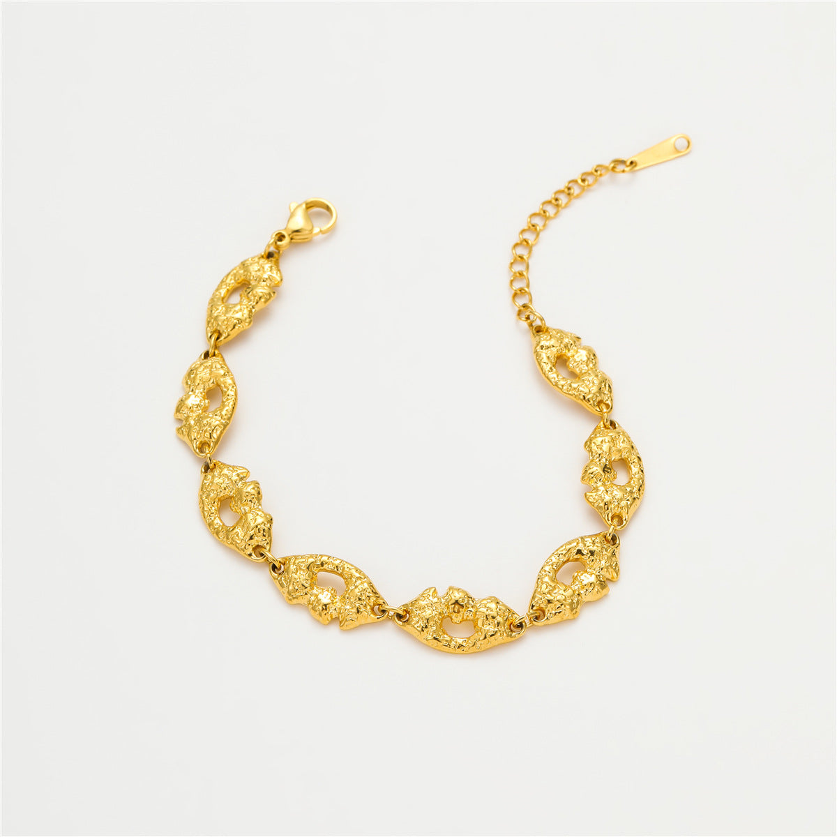 Minimalist Geometric Stainless Steel Matte Hollow Bracelet with Gold Plating for Women