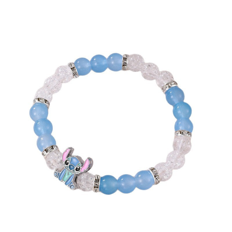 Pulsera de estrella hecha a mano para niñas con cuentas de resina plástica y acentos de cristal transparente