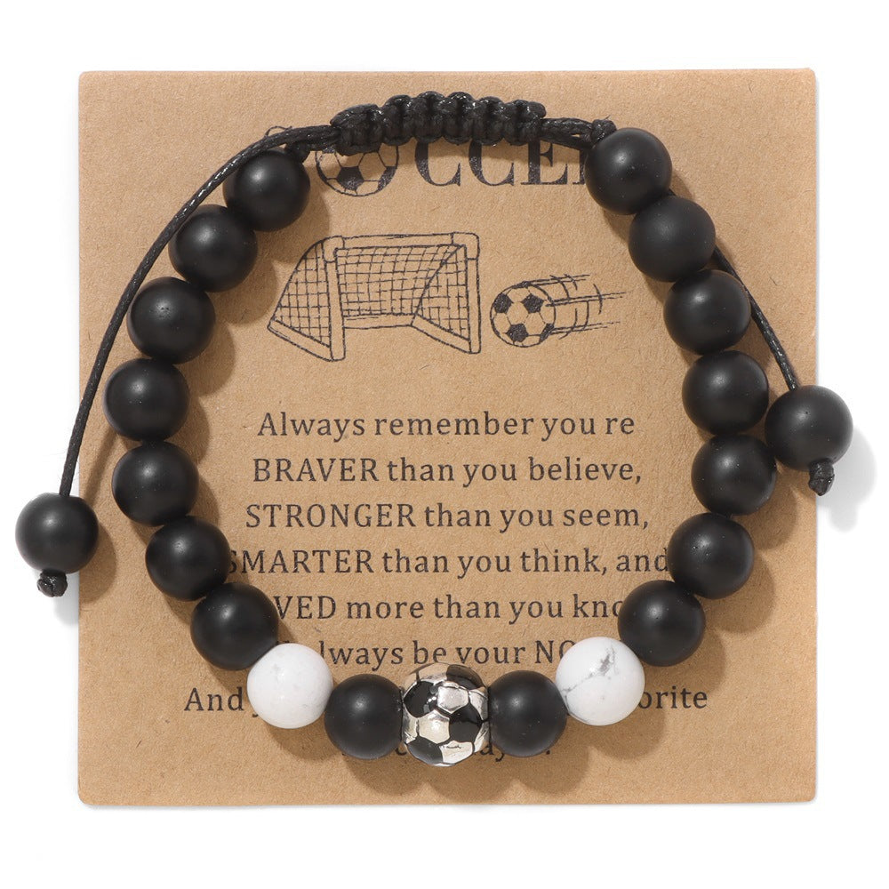 Minimalist Sporty Geometric Stone Bead Bracelet Unisex Friendship Handmade Jewelry